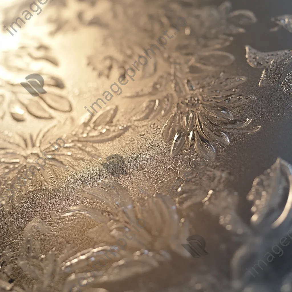 Close-up of intricate ice crystal patterns on fogged glass. - Image 2