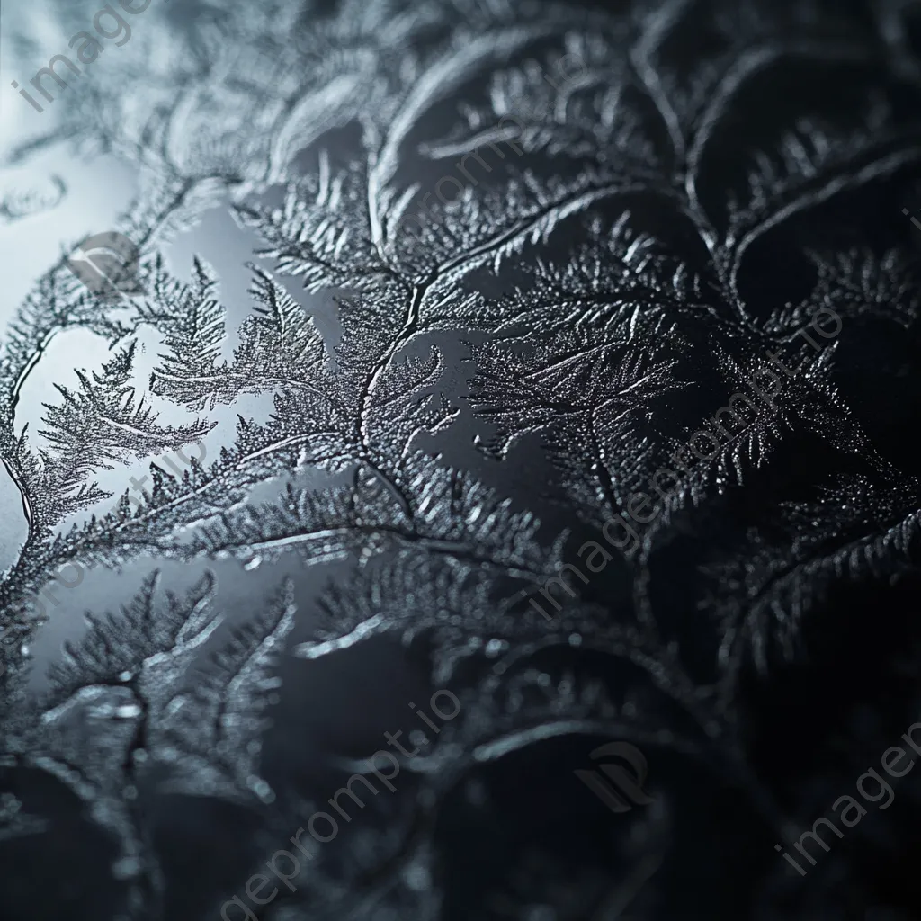 Close-up of intricate ice crystal patterns on fogged glass. - Image 3