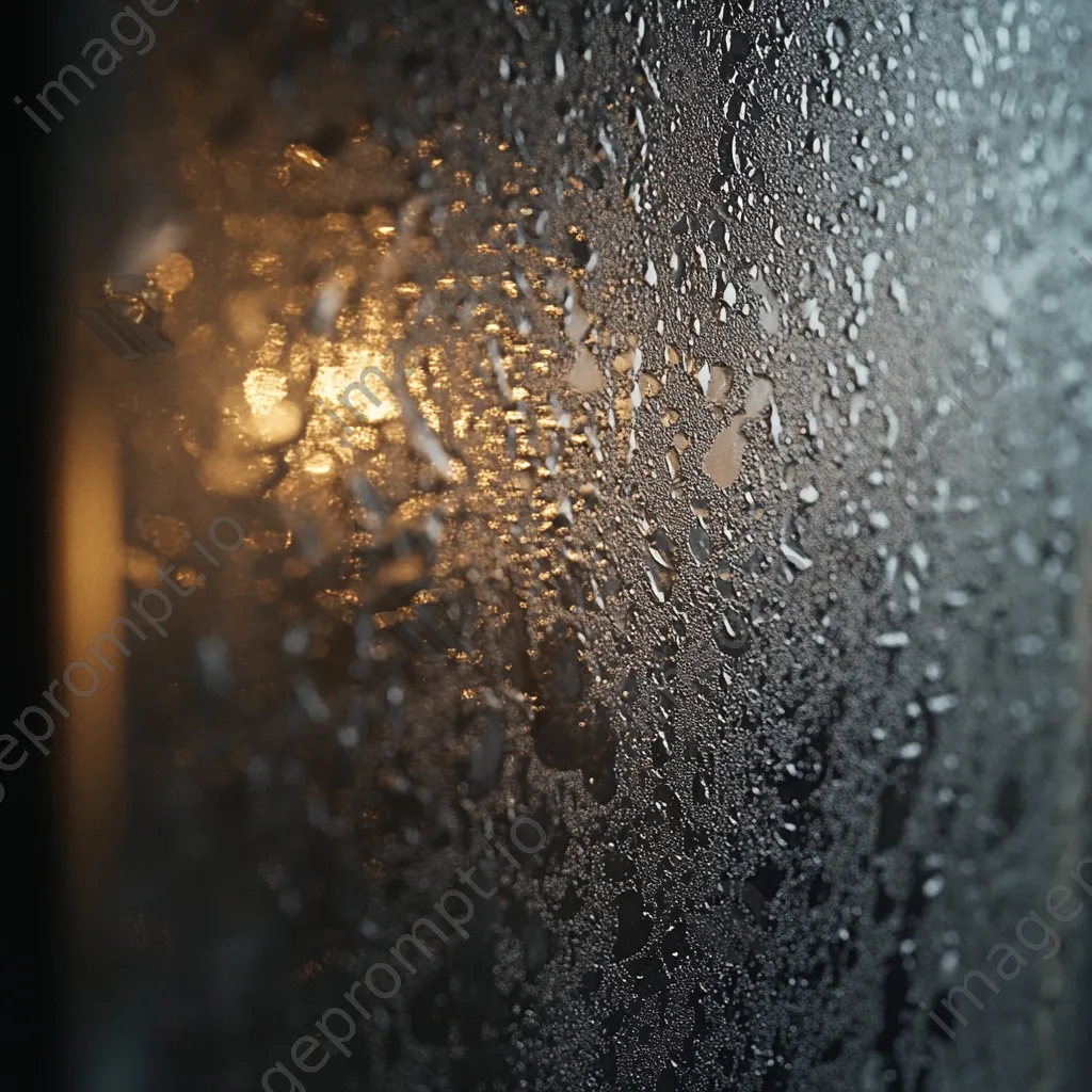 Close-up of intricate ice crystal patterns on fogged glass. - Image 4