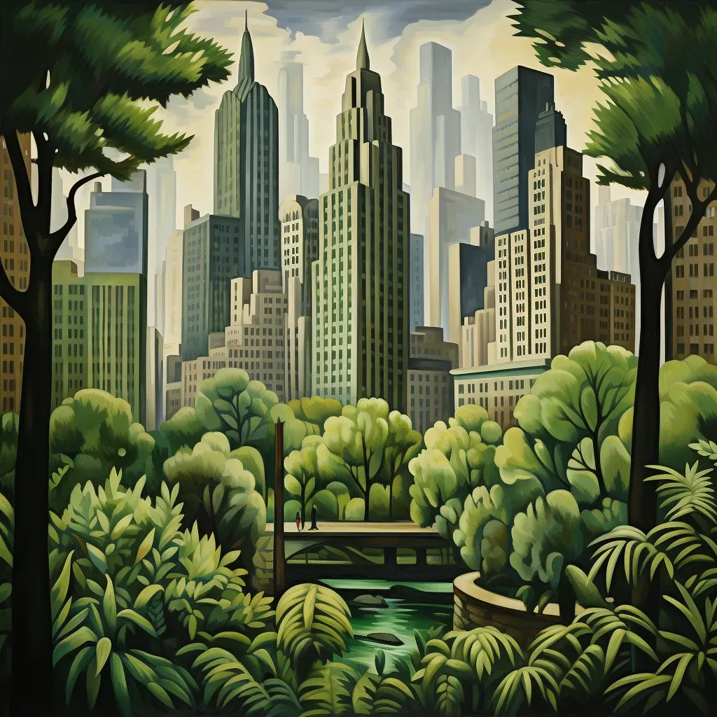 Cityscape transforming into a green, eco-friendly metropolis with vegetation-covered buildings - Image 1