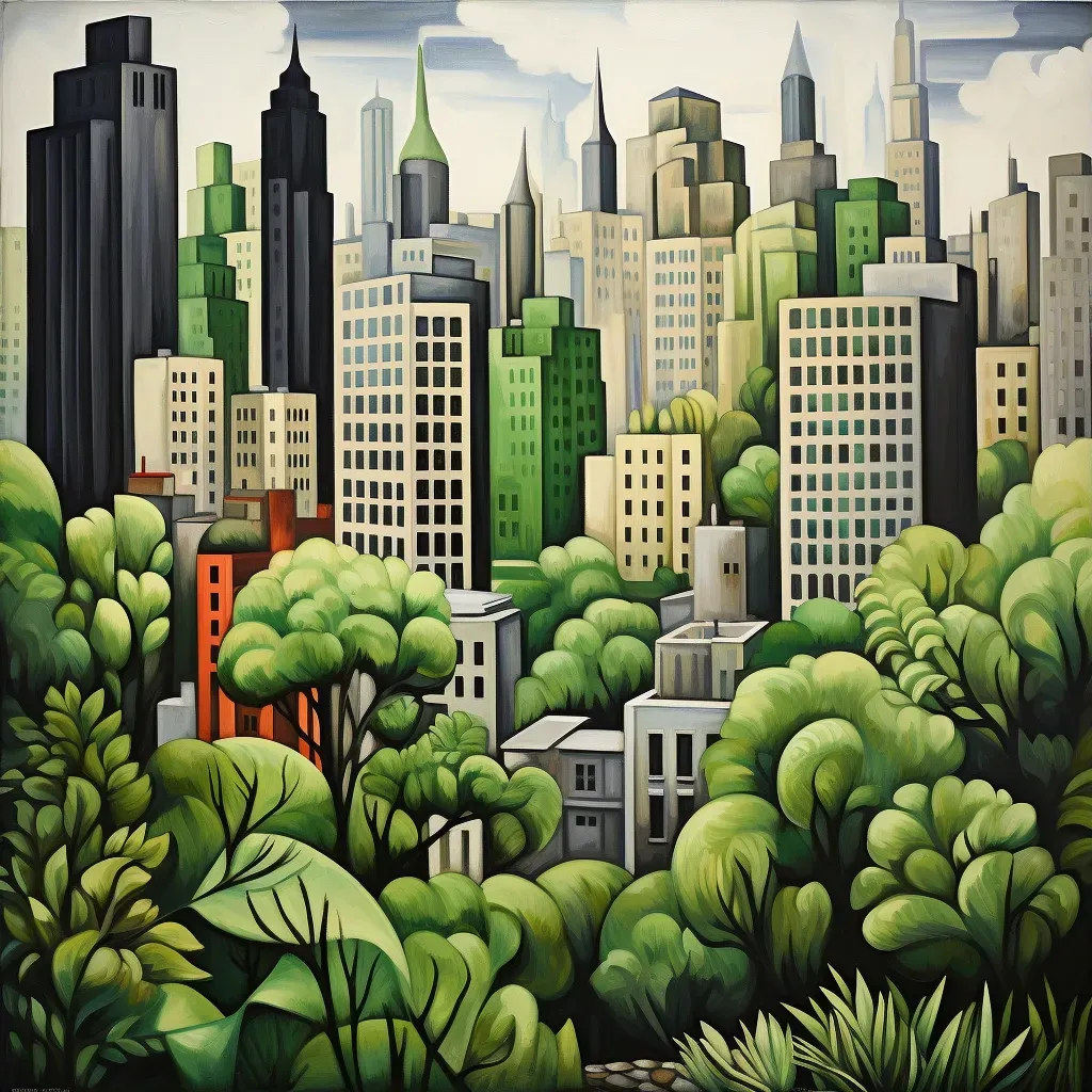 Cityscape transforming into a green, eco-friendly metropolis with vegetation-covered buildings - Image 3