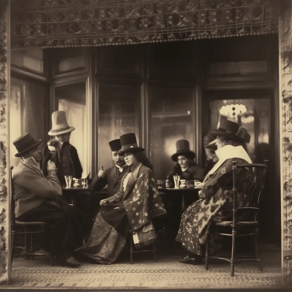 Image of a Paris café scene in the 1920s with patrons in bohemian attire - Image 2