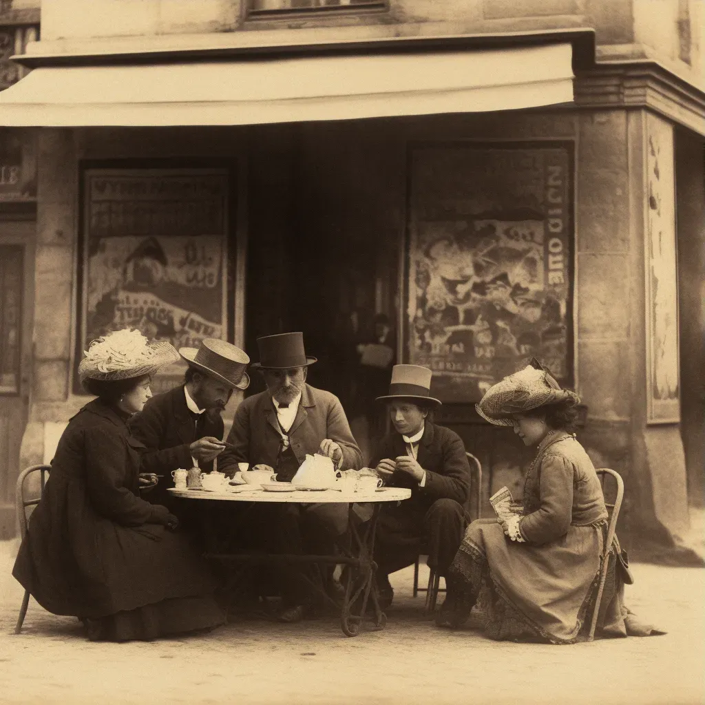 Image of a Paris café scene in the 1920s with patrons in bohemian attire - Image 3