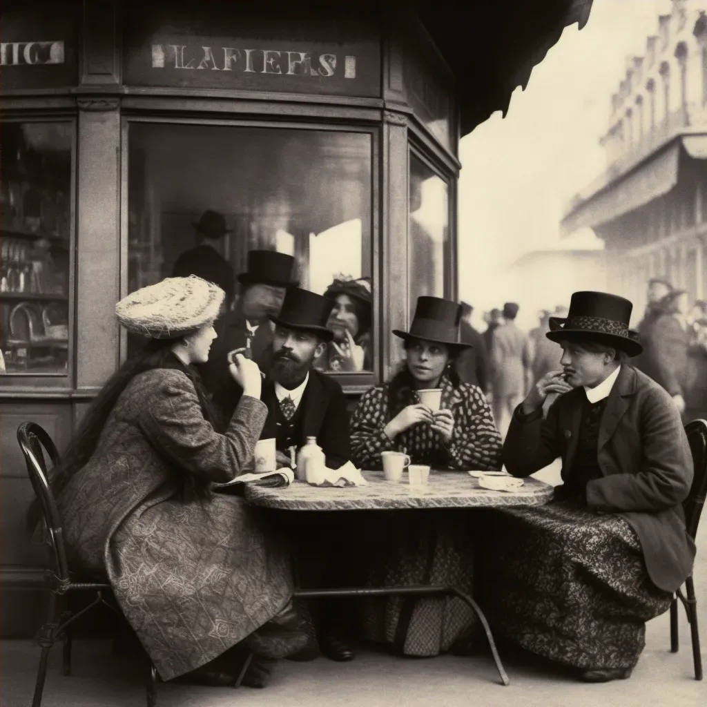 Image of a Paris café scene in the 1920s with patrons in bohemian attire - Image 4