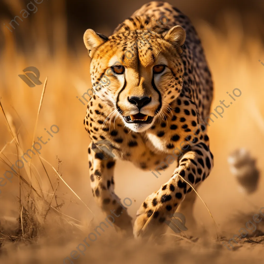 Cheetah sprinting across the savannah. - Image 1