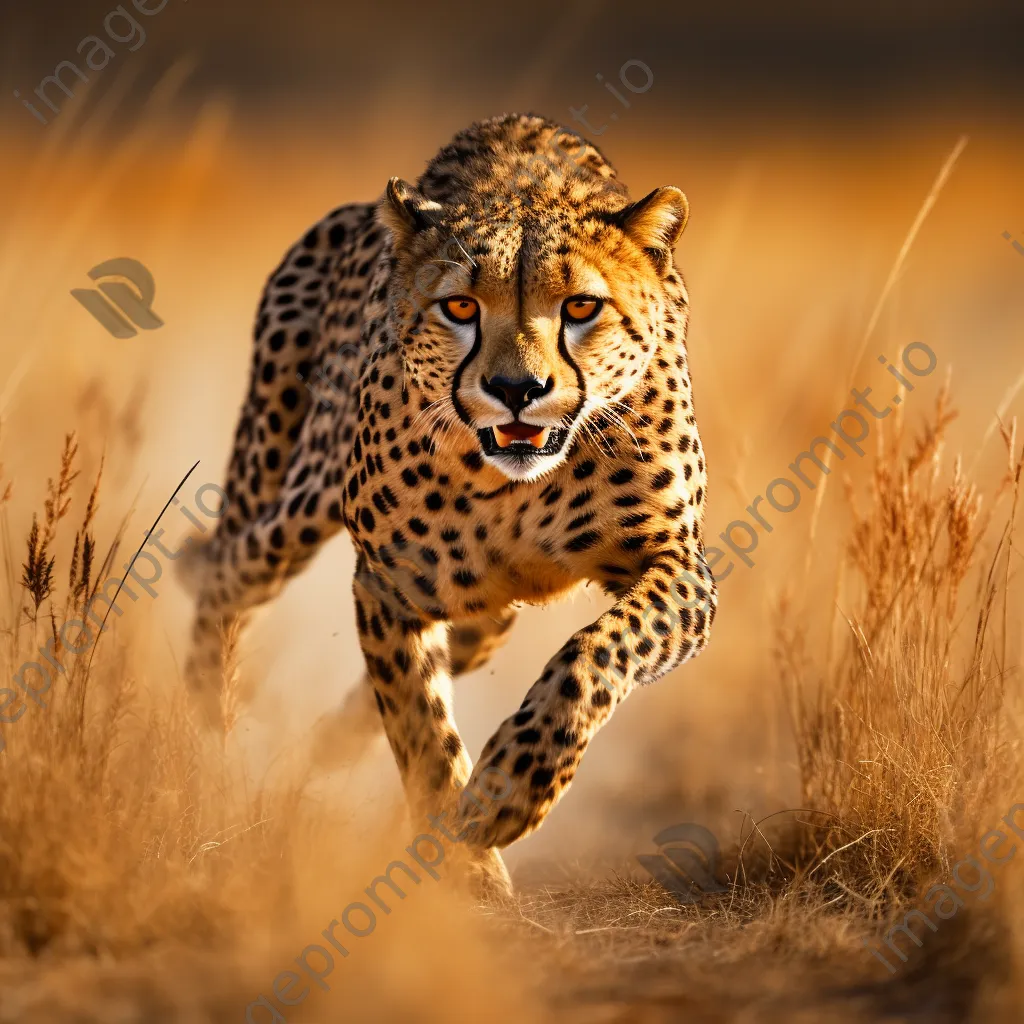 Cheetah sprinting across the savannah. - Image 2