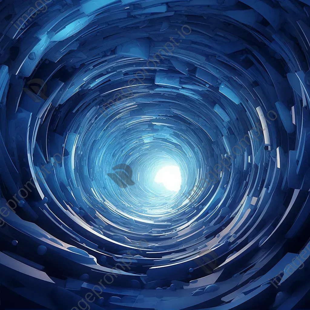 Blue-themed low poly illustration of a wormhole entrance in space - Image 2