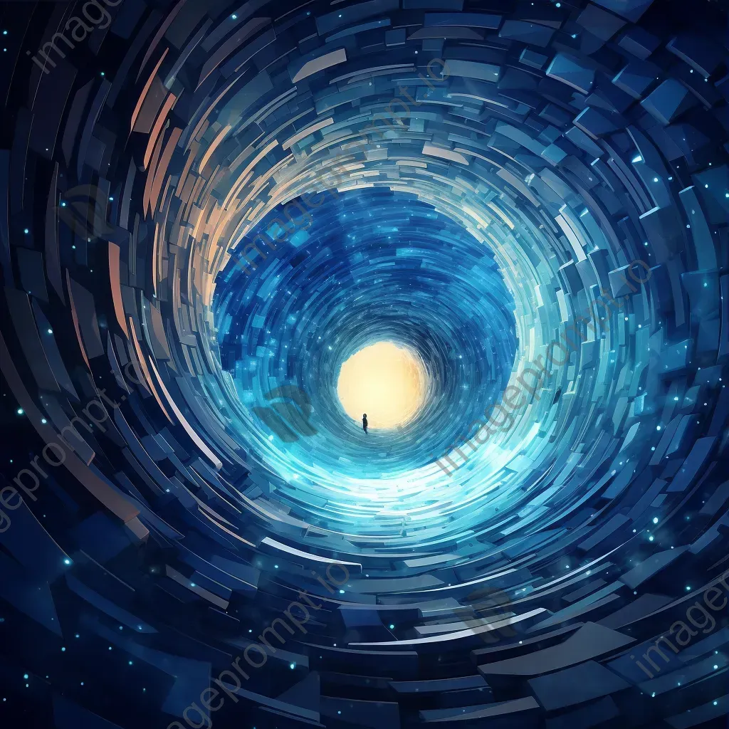 Blue-themed low poly illustration of a wormhole entrance in space - Image 3