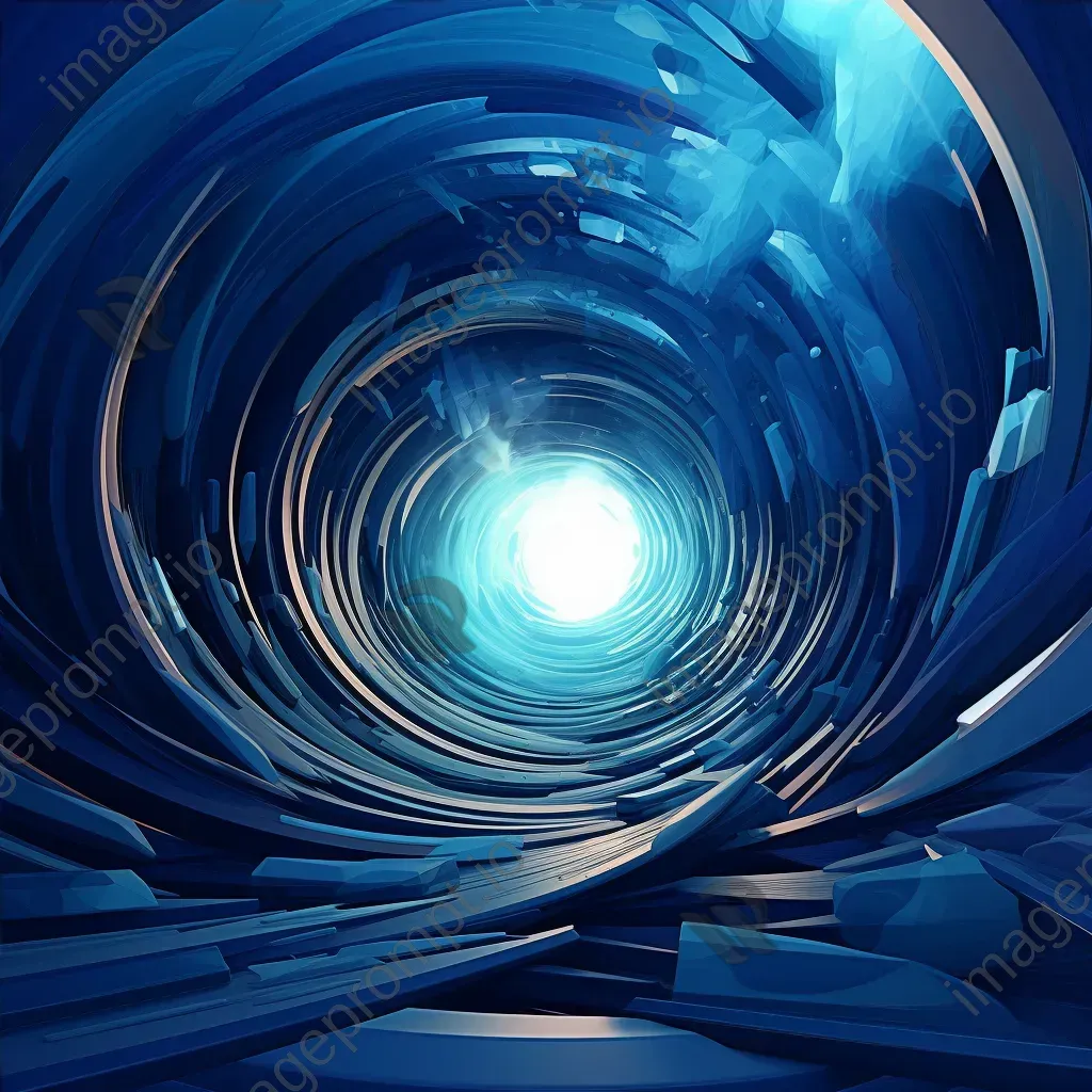 Blue-themed low poly illustration of a wormhole entrance in space - Image 4