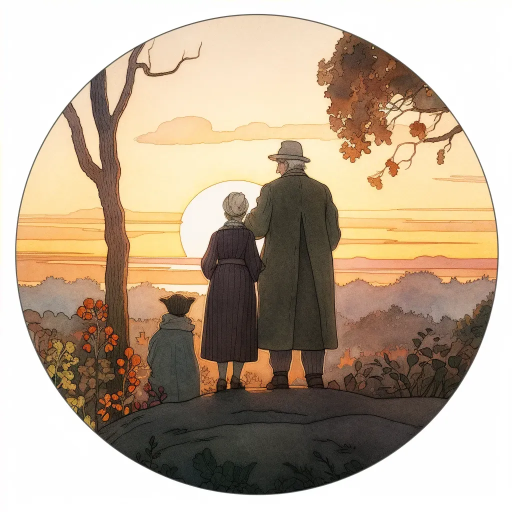 Image of an elderly couple silhouetted against the sunset, symbolizing enduring love and companionship - Image 4