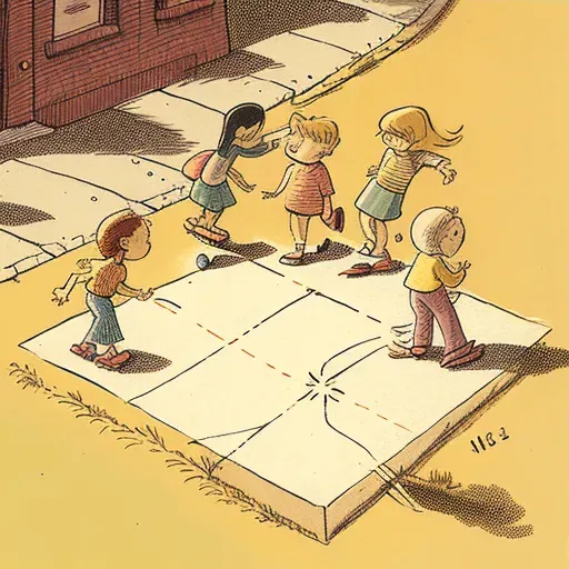 Children playing hopscotch on sunlit sidewalk - Image 3