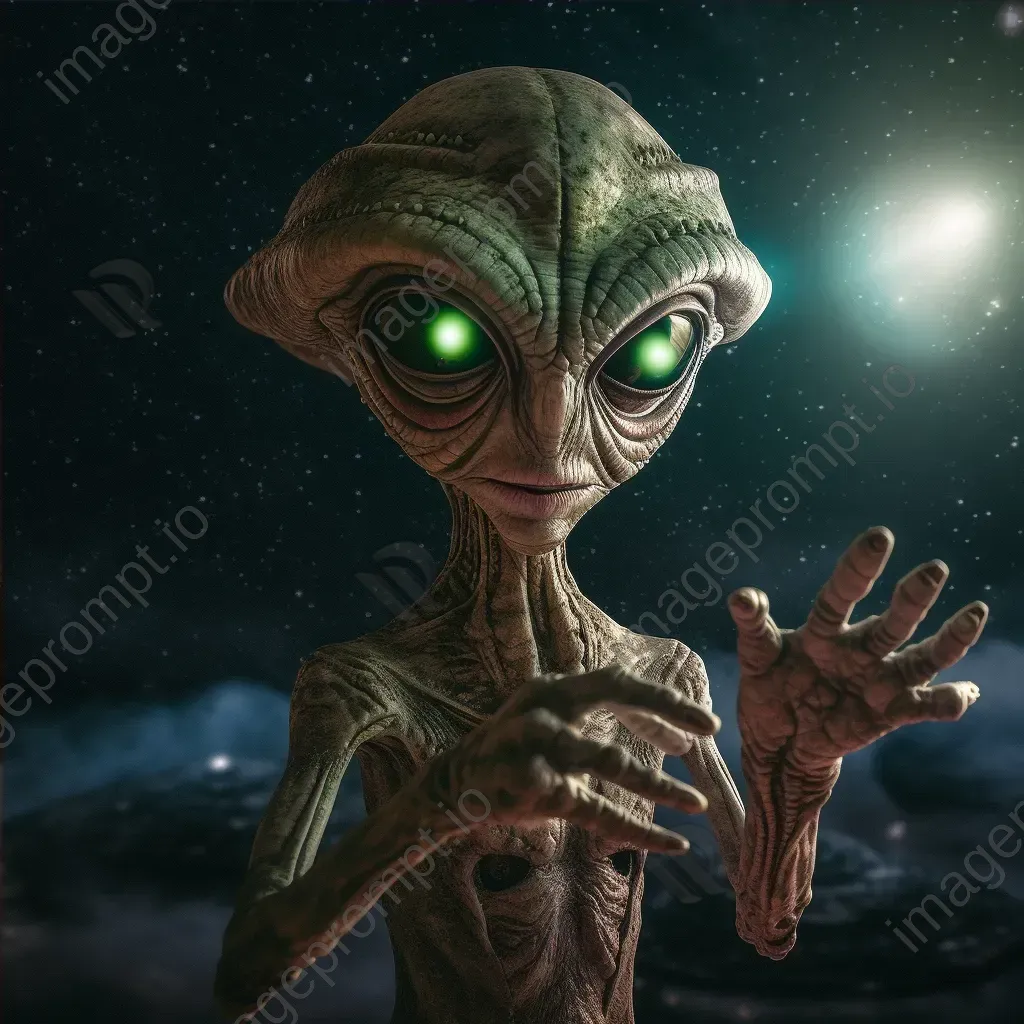 Friendly alien offering cosmic apology for 