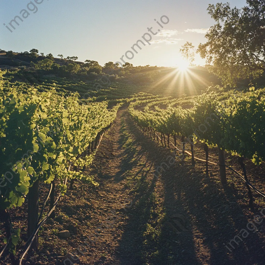 Ancient pathway in vineyard with sunlit grapevines - Image 4