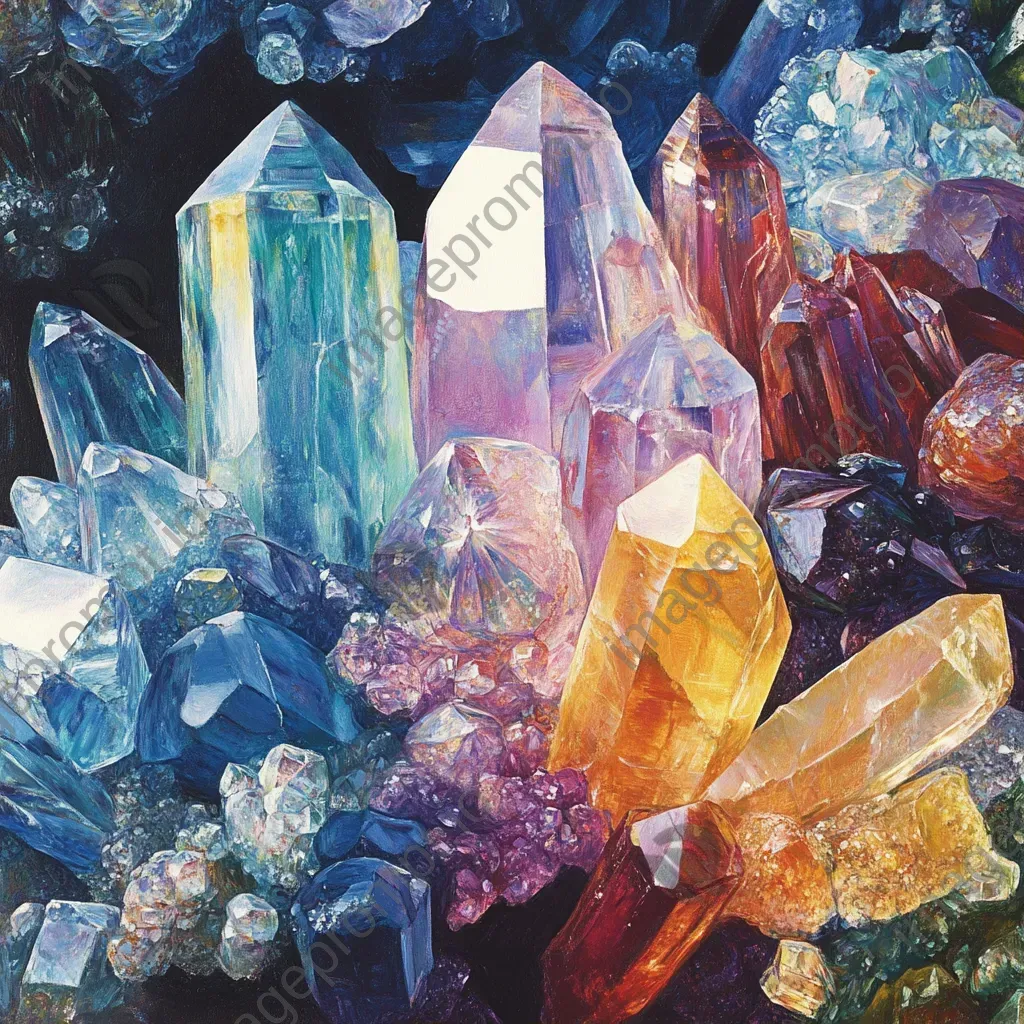 Impressionistic depiction of a prismatic collection of mineral crystals - Image 1