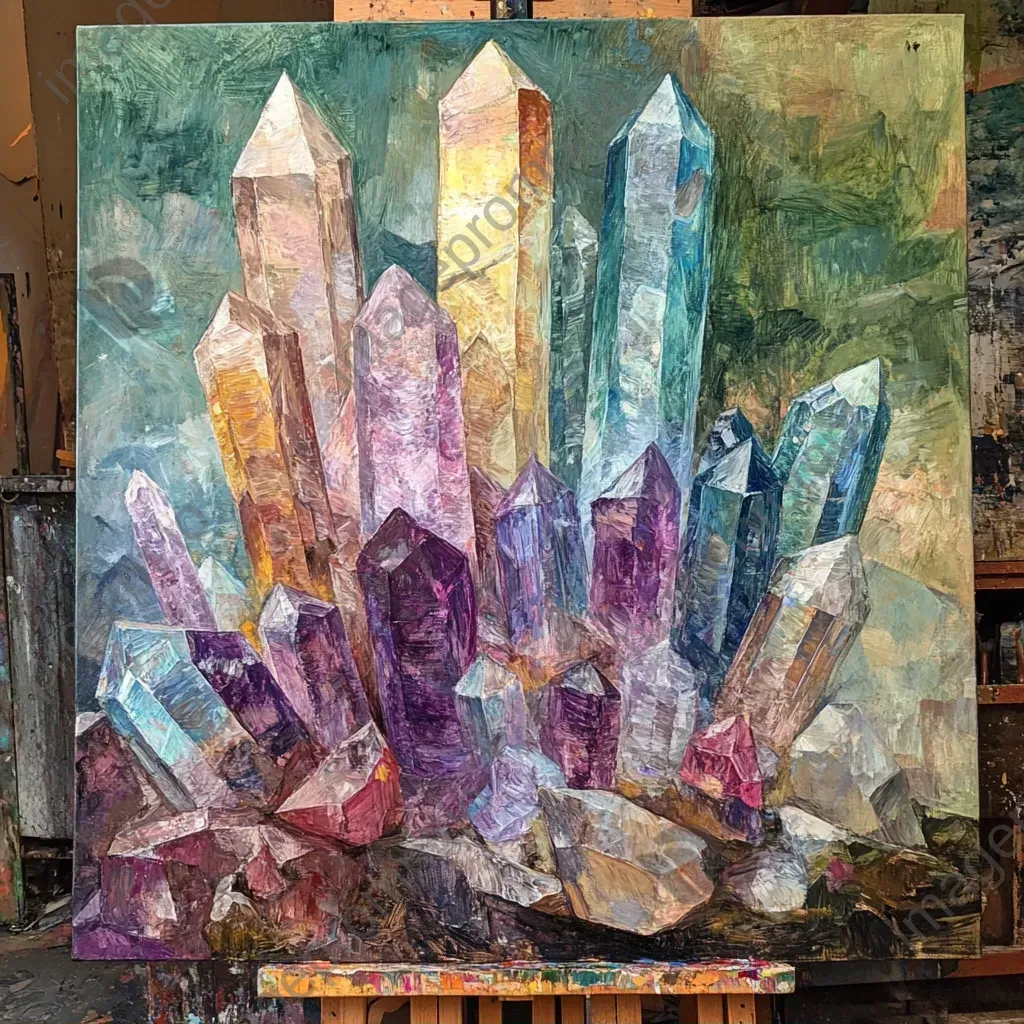 Impressionistic depiction of a prismatic collection of mineral crystals - Image 2