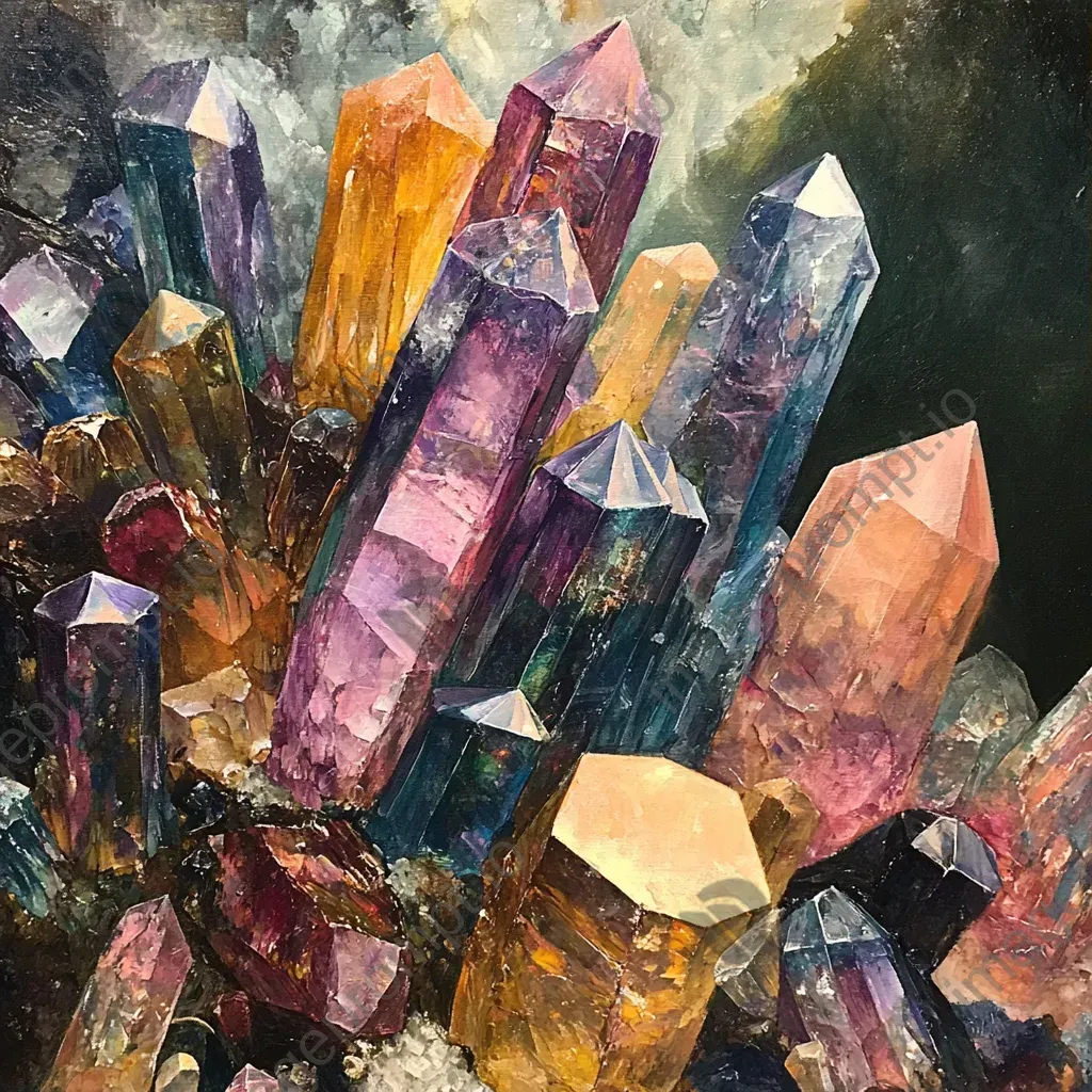 Impressionistic depiction of a prismatic collection of mineral crystals - Image 3