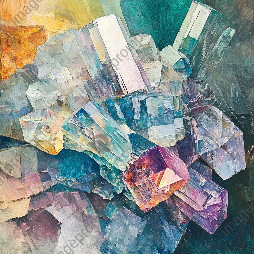 Impressionistic depiction of a prismatic collection of mineral crystals - Image 4