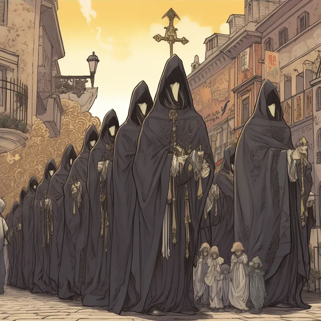 Semana Santa Procession in Spain - Image of hooded penitents and ornate floats - Image 3