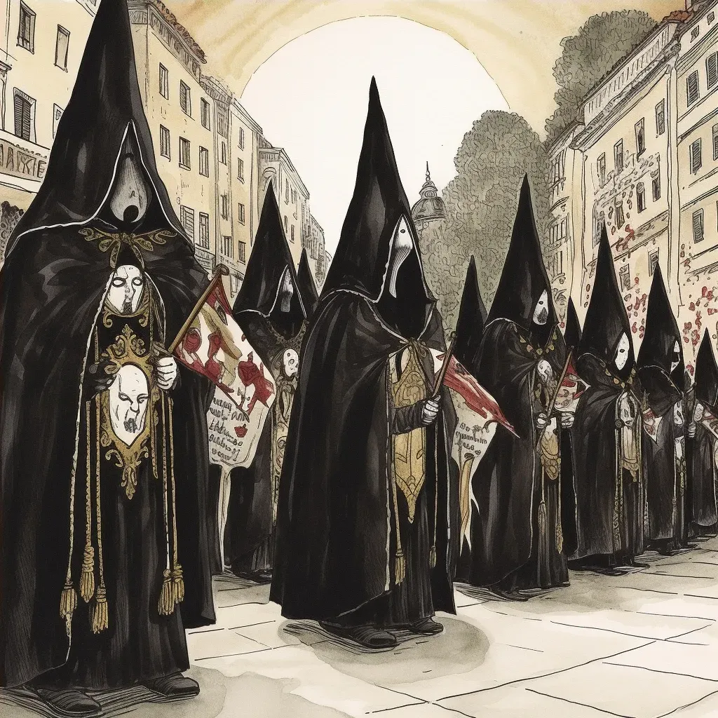 Semana Santa Procession in Spain - Image of hooded penitents and ornate floats - Image 4