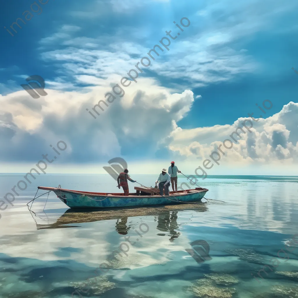 Fishermen casting nets in a vibrant coastal estuary - Image 4