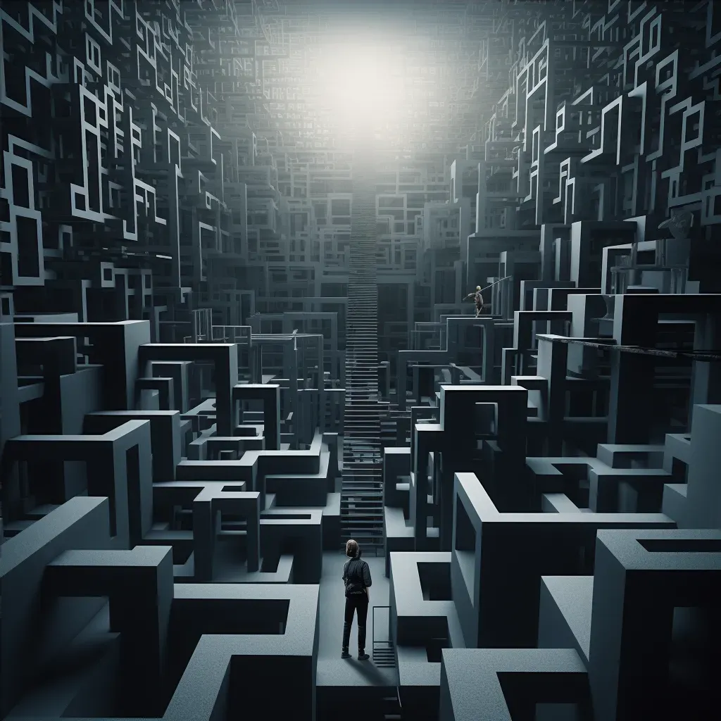 Surreal mind maze with floating stairs and twisted pathways - Image 4