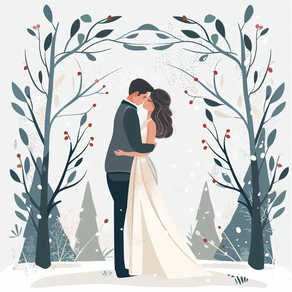 Winter Wedding Planner Logo with Bride and Groom - Image 1