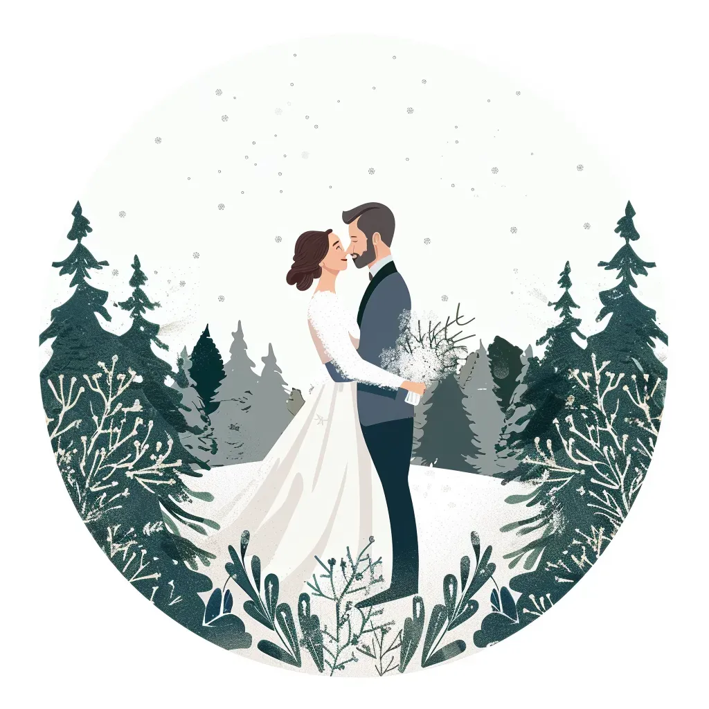 Winter Wedding Planner Logo with Bride and Groom - Image 3