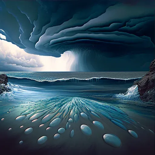 First Rainfall Creating Ripples on Primal Ocean