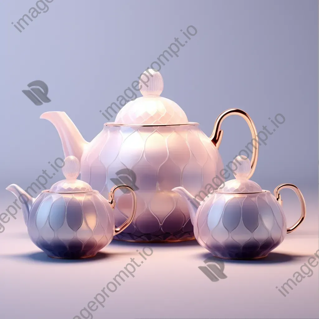 Dainty tea set in low poly style, reflecting Rococo ornamentation - Image 1