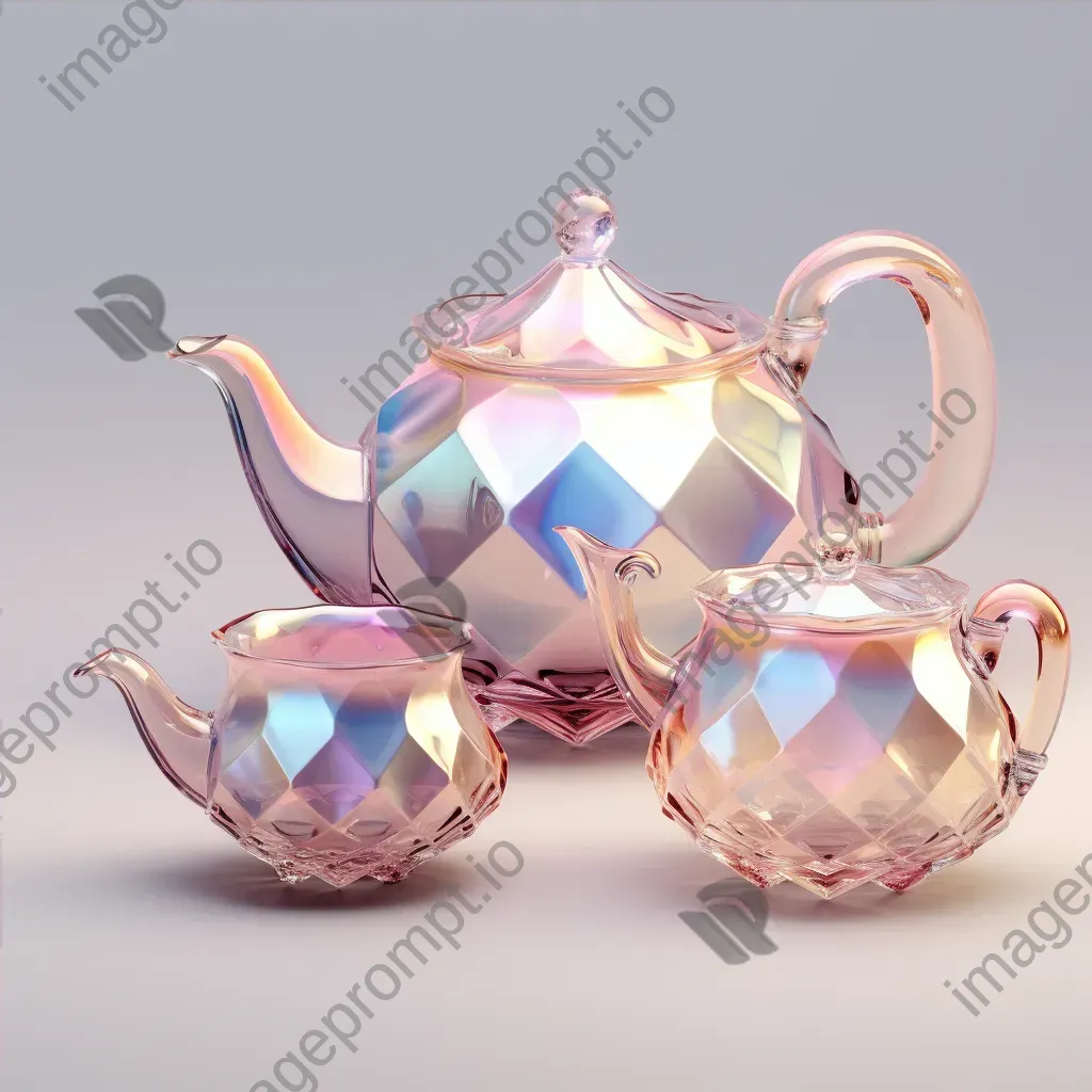 Dainty tea set in low poly style, reflecting Rococo ornamentation - Image 4