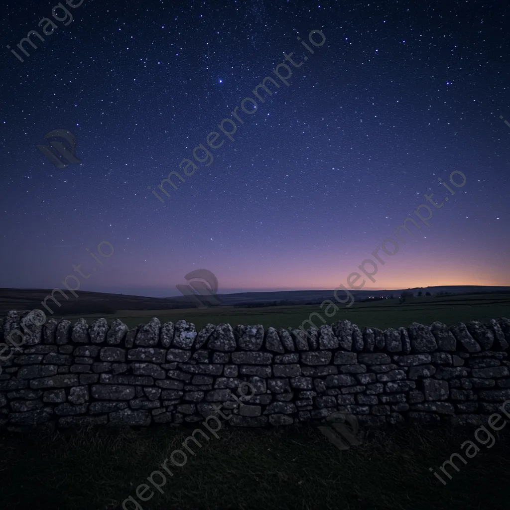 Dry stone wall set against a starry sky at twilight. - Image 4