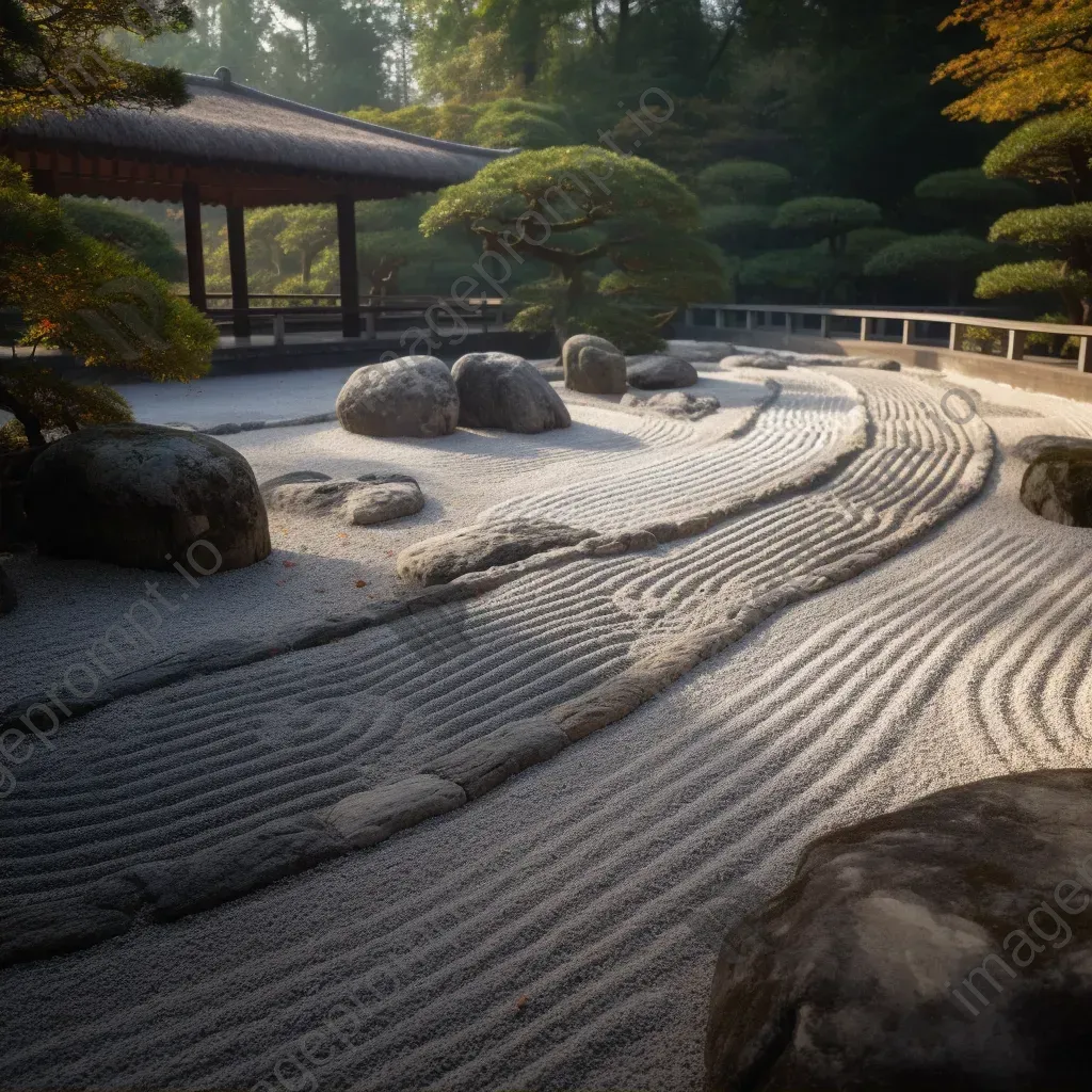 Symmetrical zen garden with aligned rocks - Image 2