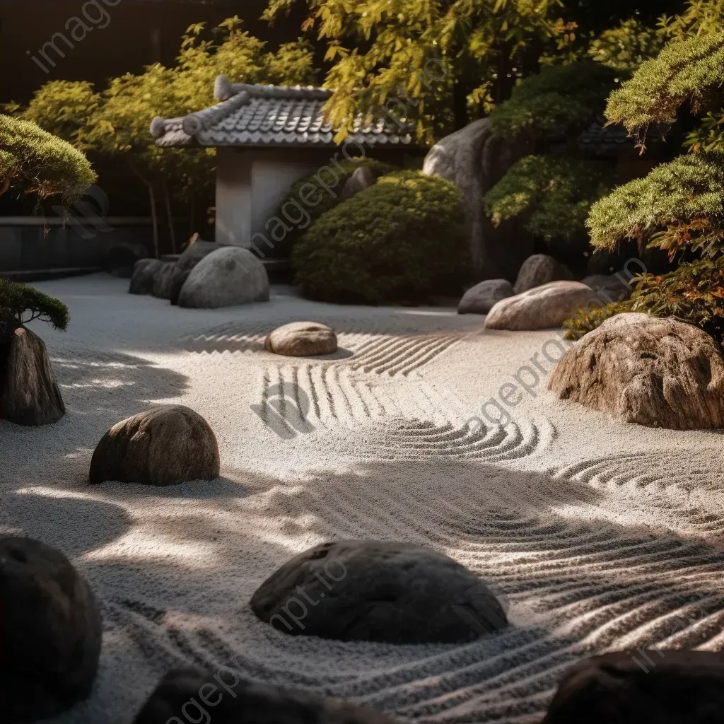 Symmetrical zen garden with aligned rocks - Image 4