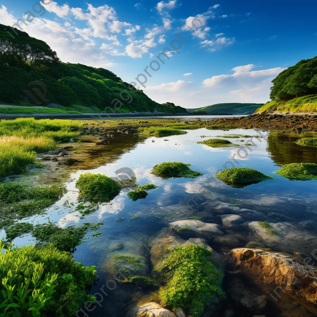 Lush vegetation in coastal estuary where river meets ocean - Image 2