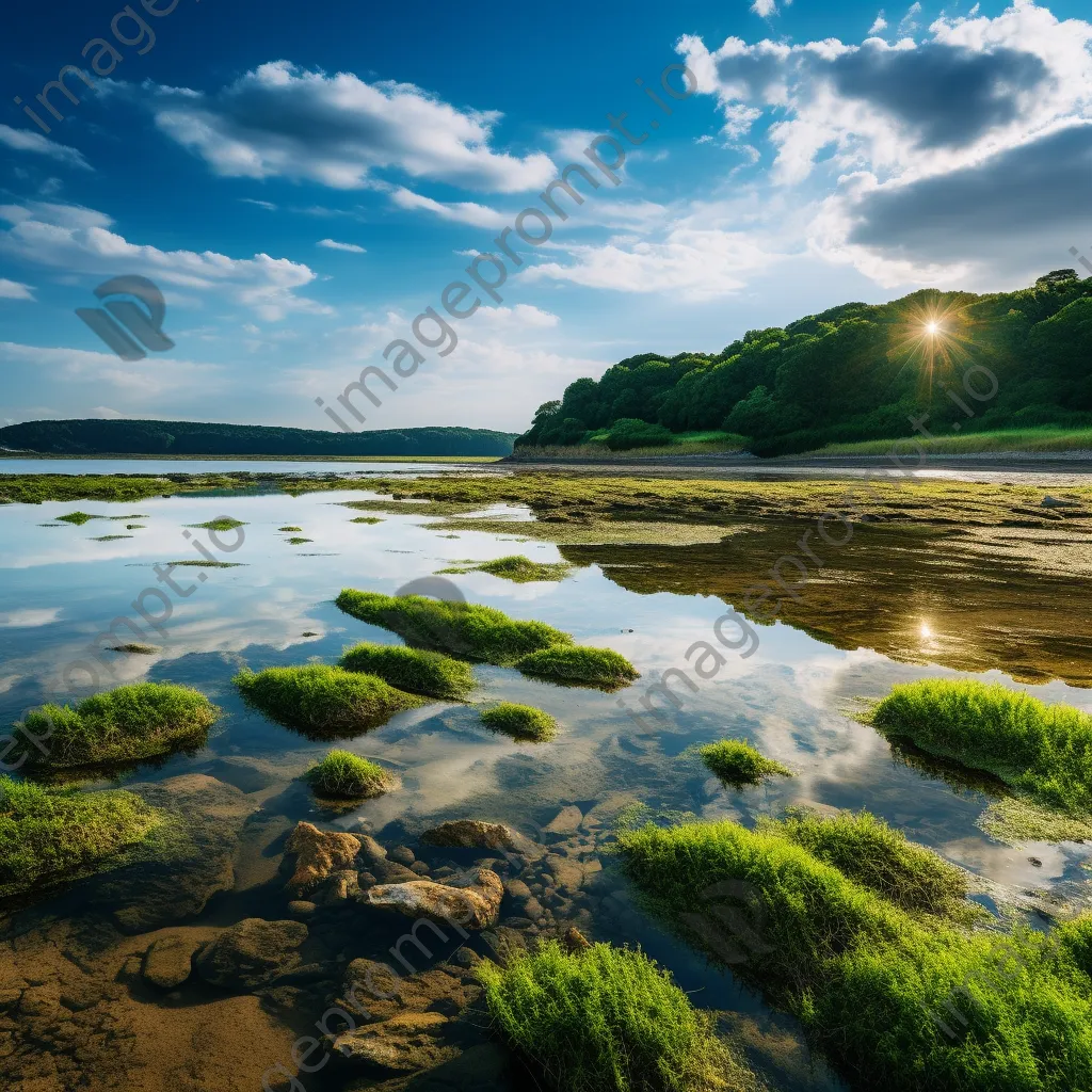 Lush vegetation in coastal estuary where river meets ocean - Image 3