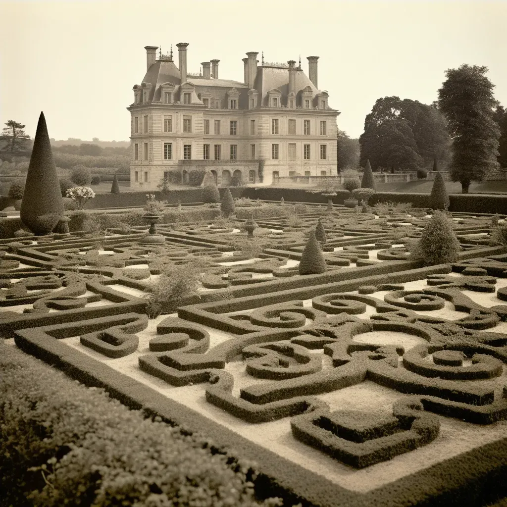 French garden with manicured lawns and chateau in background - Image 4