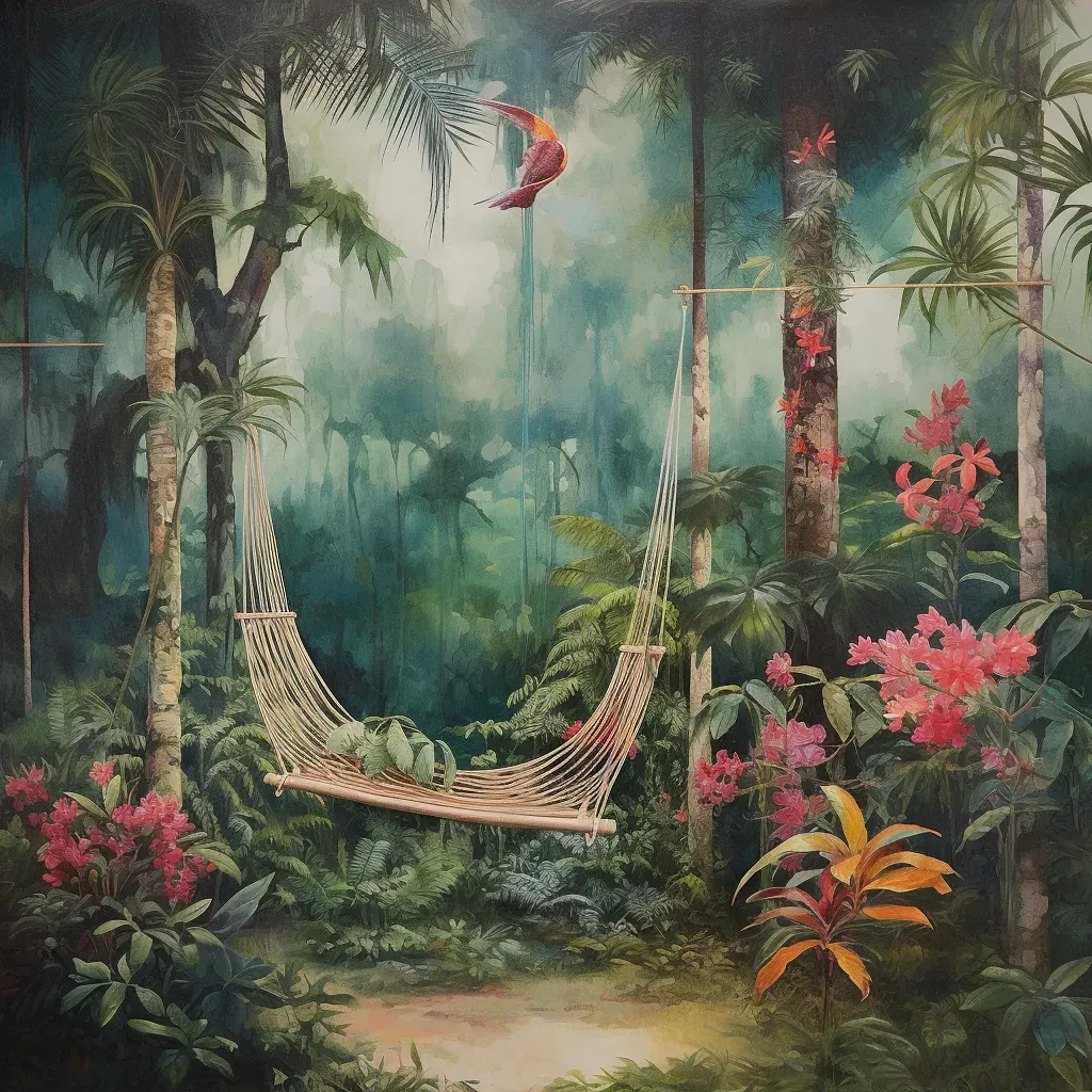 Tropical garden with palm trees and hibiscus flowers - Image 4