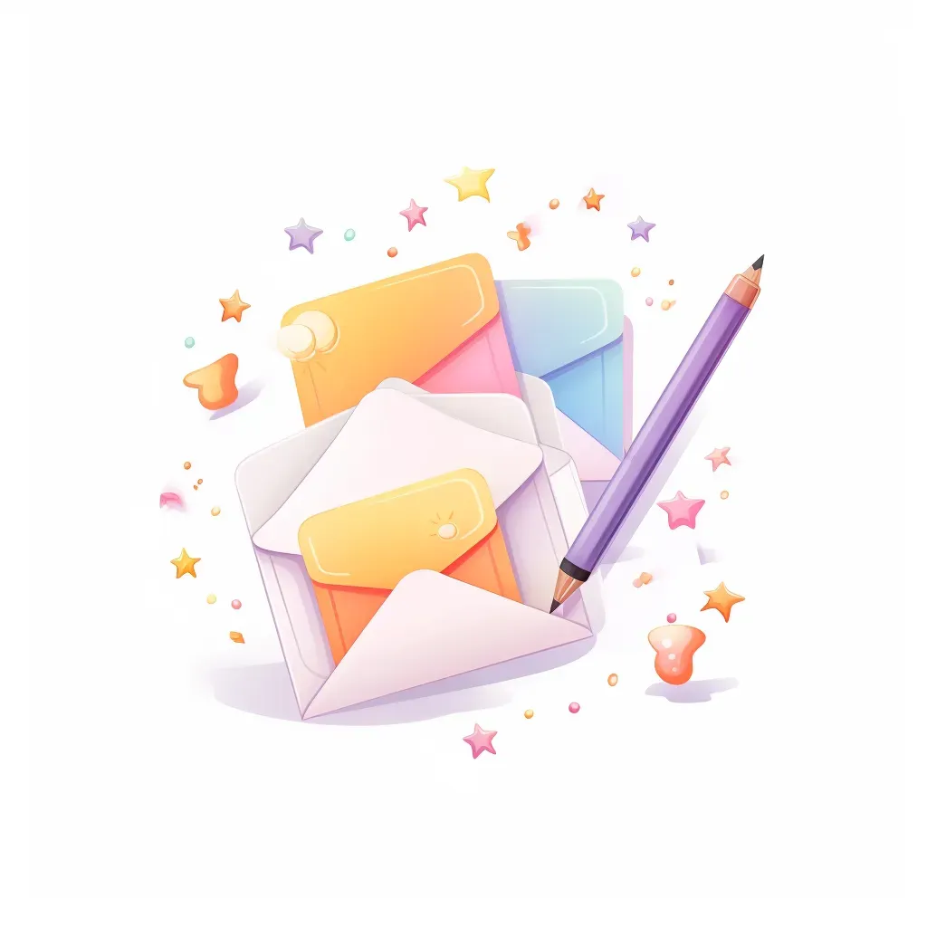 Pastel Stationery Shop Logo with cute envelopes and magic pencil - Image 1