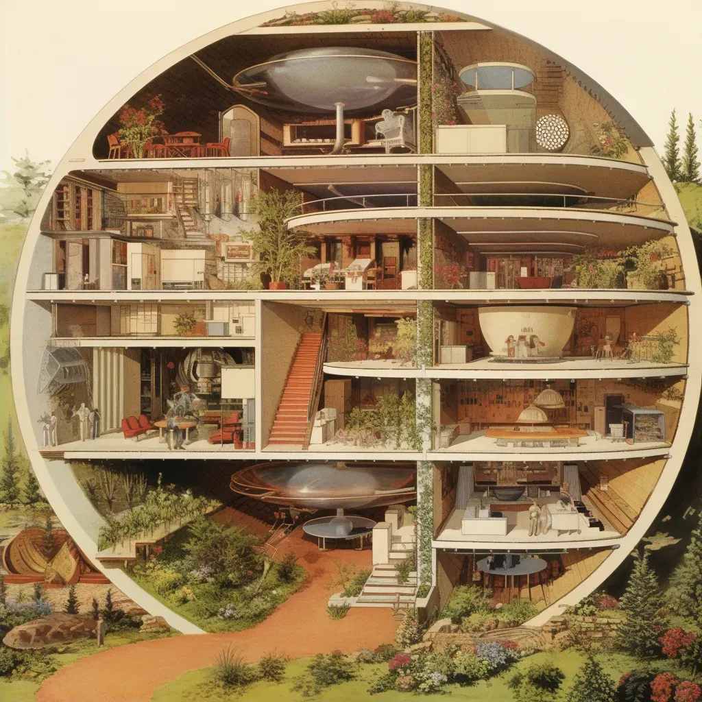 Detailed cross-section of a space habitat with living quarters - Image 2