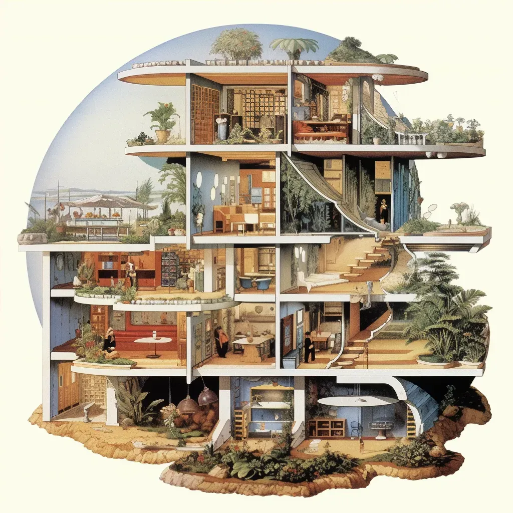 Detailed cross-section of a space habitat with living quarters - Image 4