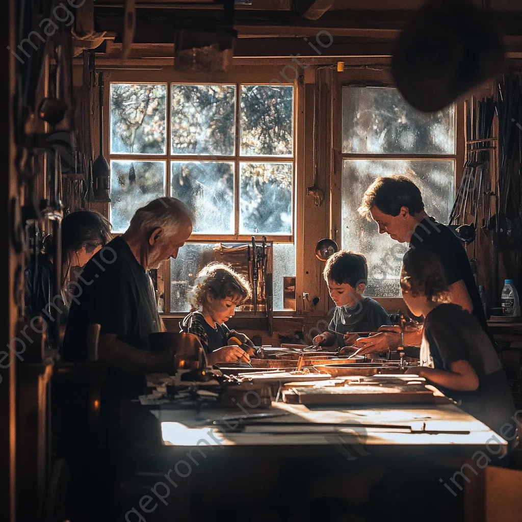 Family members collaborating in a copper workshop - Image 4