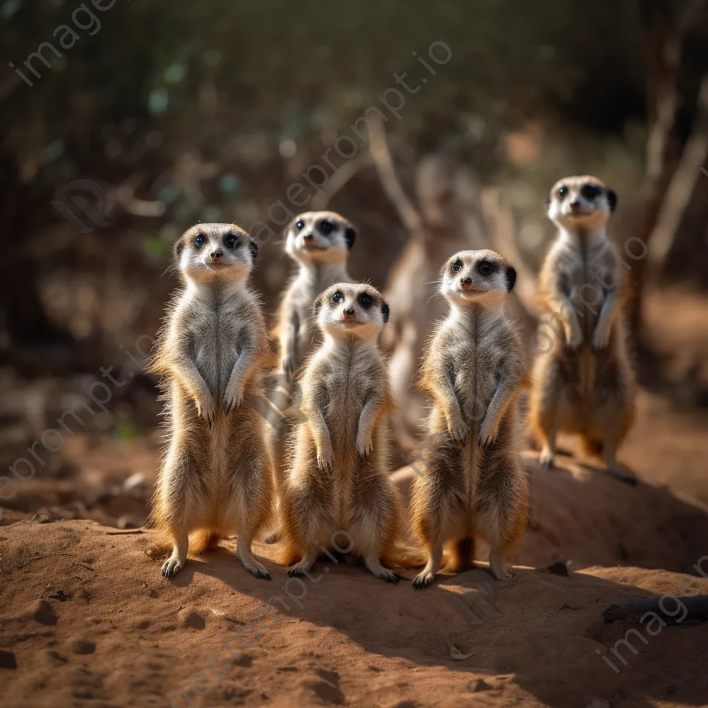 Playful meerkats standing on their hind legs. - Image 3