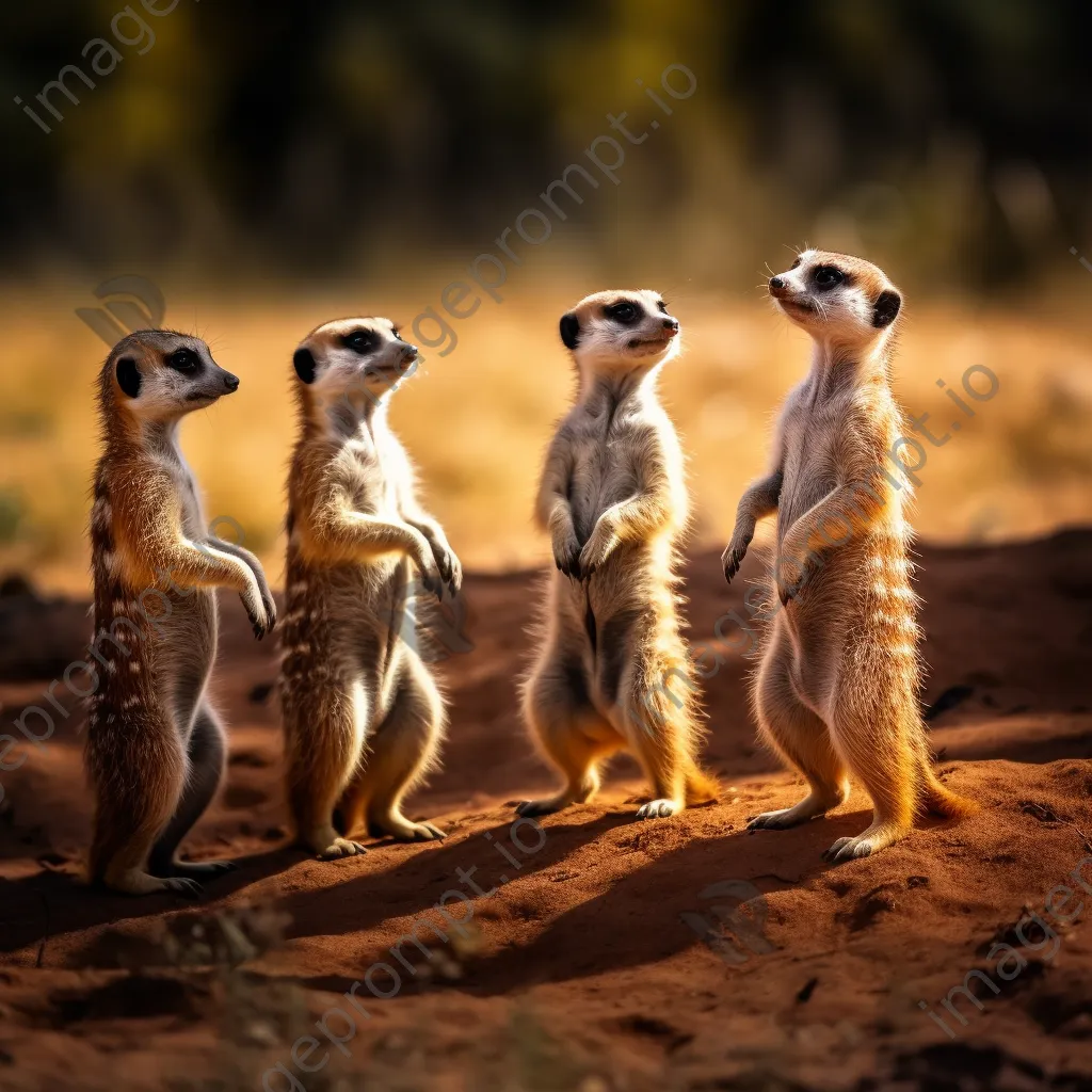 Playful meerkats standing on their hind legs. - Image 4