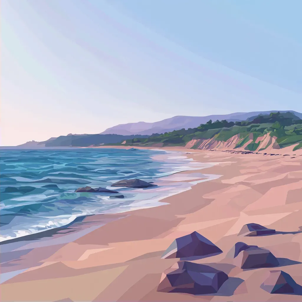 Pastel Beach Morning in Low Poly