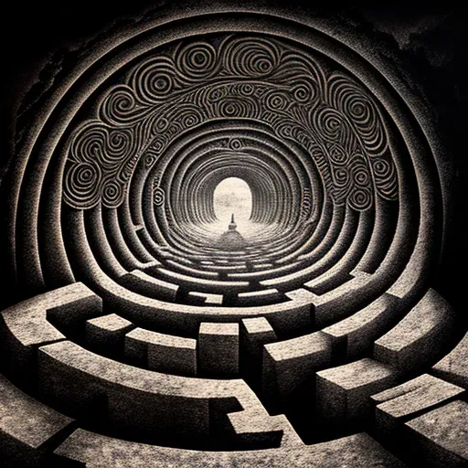 Image of an ancient stone labyrinth, symbolizing life