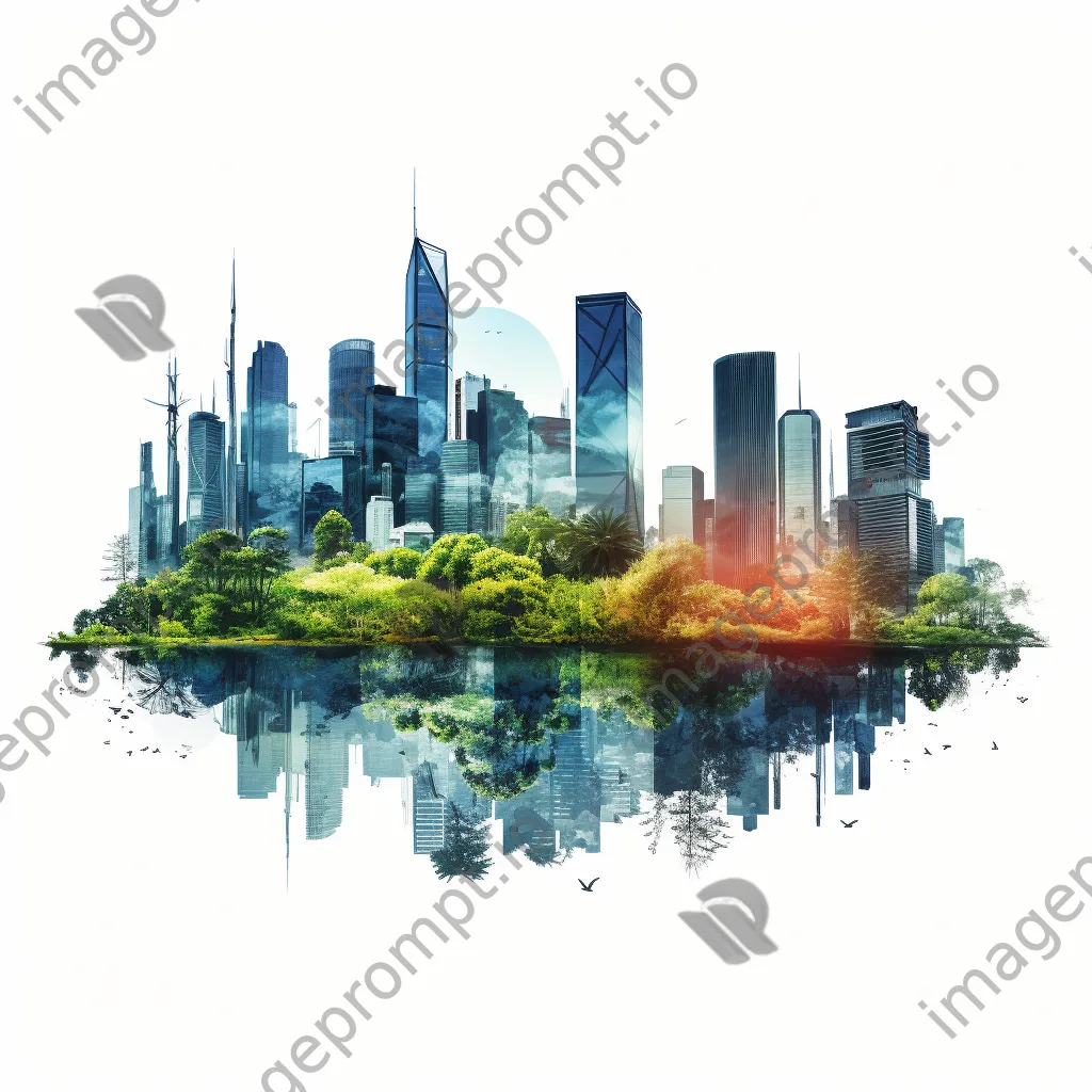 Double exposure image of a city skyline and nature - Image 4