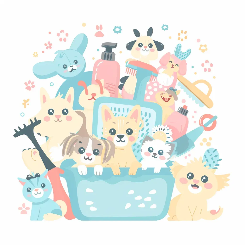 Pastel Pet Grooming Salon Logo with adorable pastel pets and grooming tools - Image 3