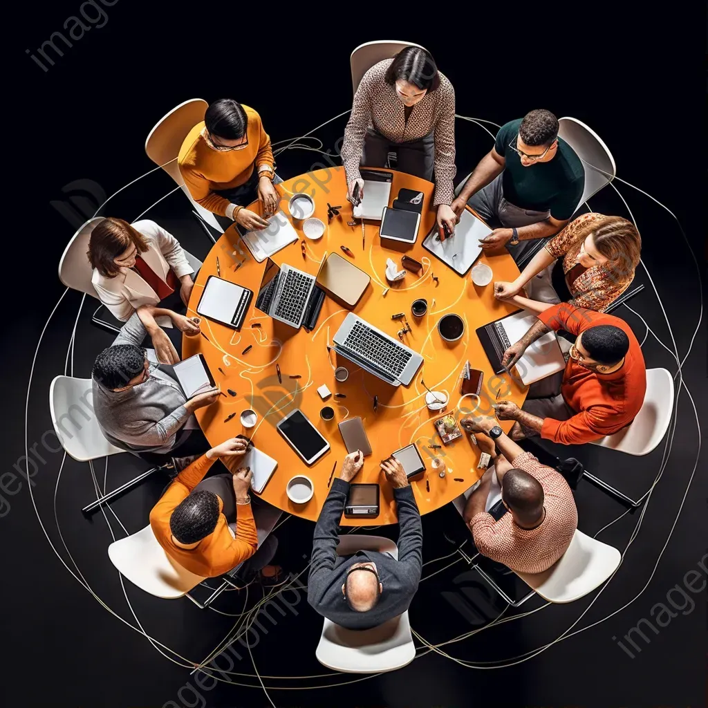 Teamwork collaboration in a shared digital workspace promoting communication and idea exchange - Image 1