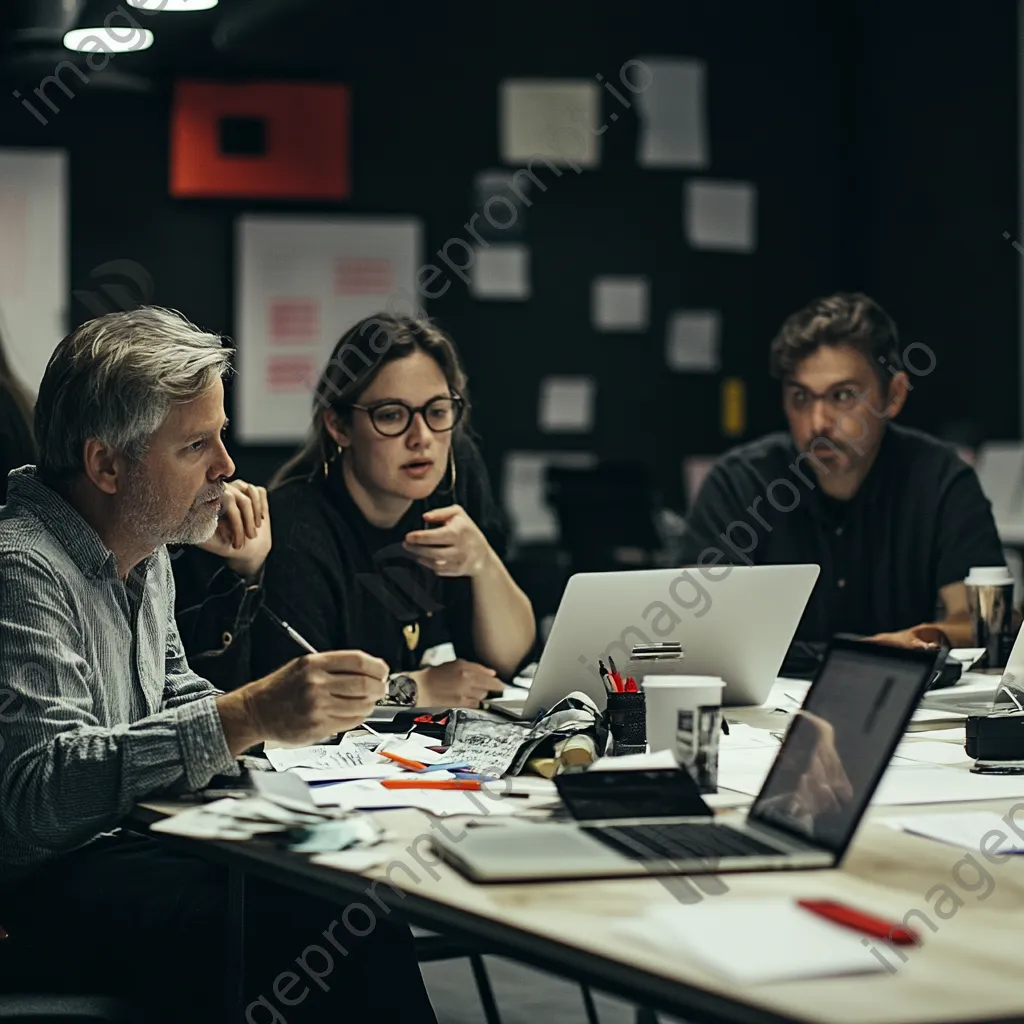 A group of coworkers collaborating at a table with laptops and notes. - Image 4