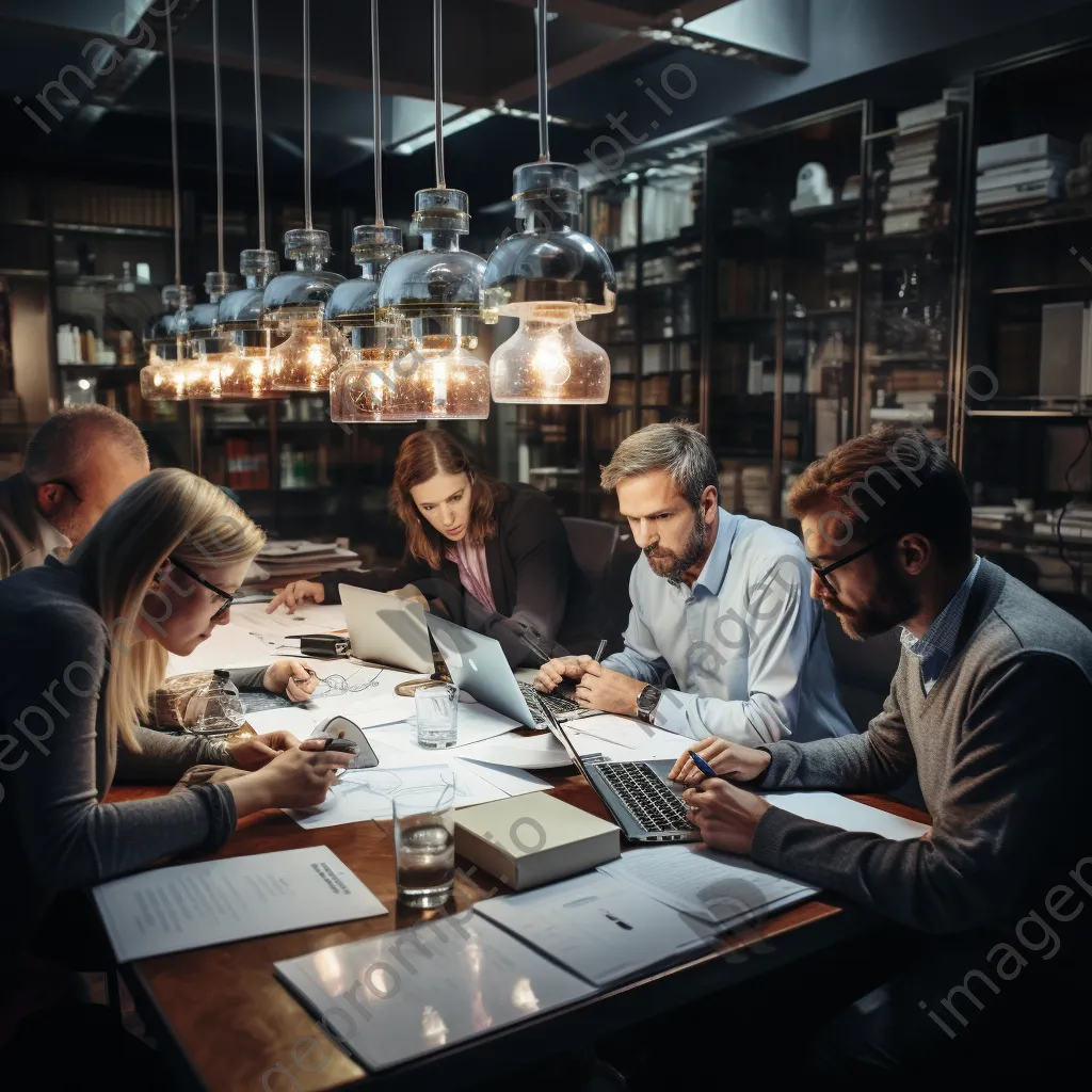 Team of scientists discussing research findings in a lab. - Image 1